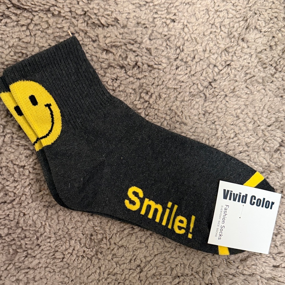 Black and Yellow Smile Socks